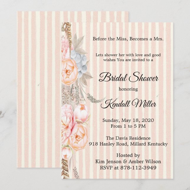 Before The Miss, Becomes The Mrs Bridal Shower Invitation (Front/Back)