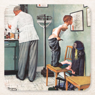Before the Shot or At the Doctor's Square Paper Coaster