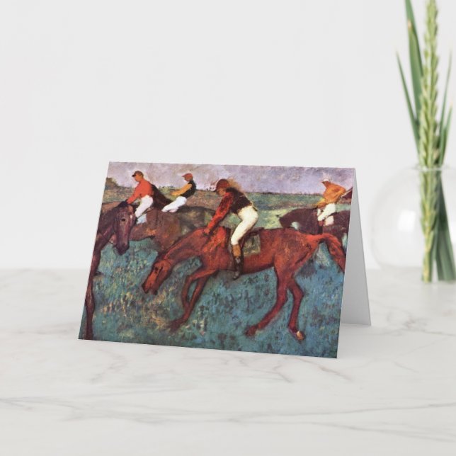 Before The Start Jockeis Training - Degas Painting Card (Front)