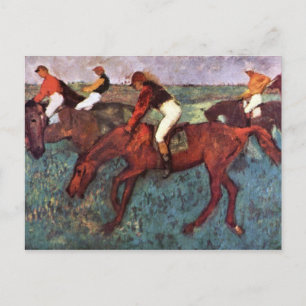 Before The Start Jockeis Training - Degas Painting Postcard