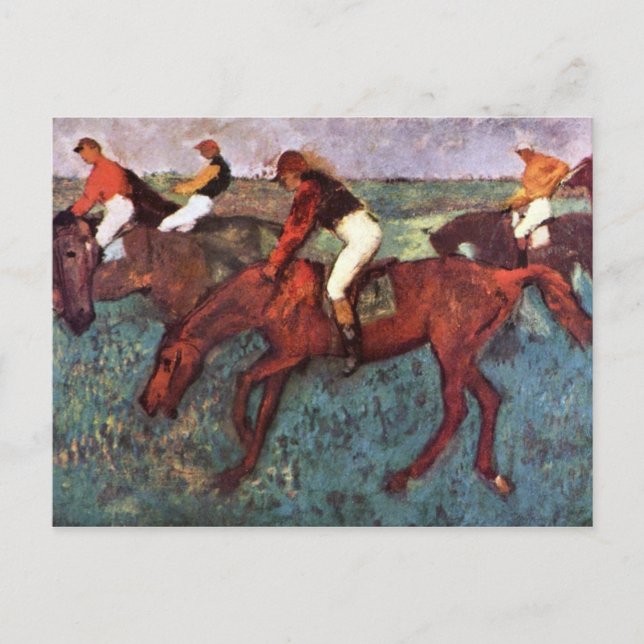 Before The Start Jockeis Training - Degas Painting Postcard (Front)