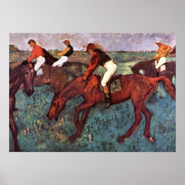 Before The Start Jockeis Training - Degas Painting Poster (Front)