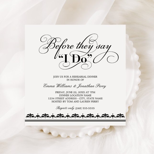 Before They Say I Do Black Rehearsal Dinner Invitation (Creator Uploaded)