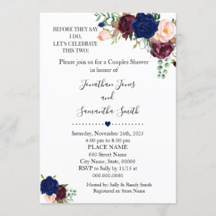 Before they say I do couples shower navy wedding Invitation
