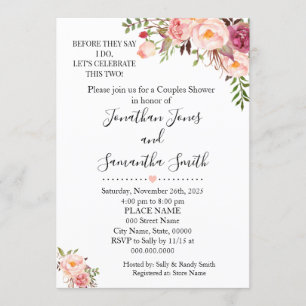 Before they say I do couples shower pink wedding Invitation