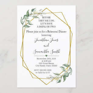 Before they say I do rehearsal dinner Greenery Invitation