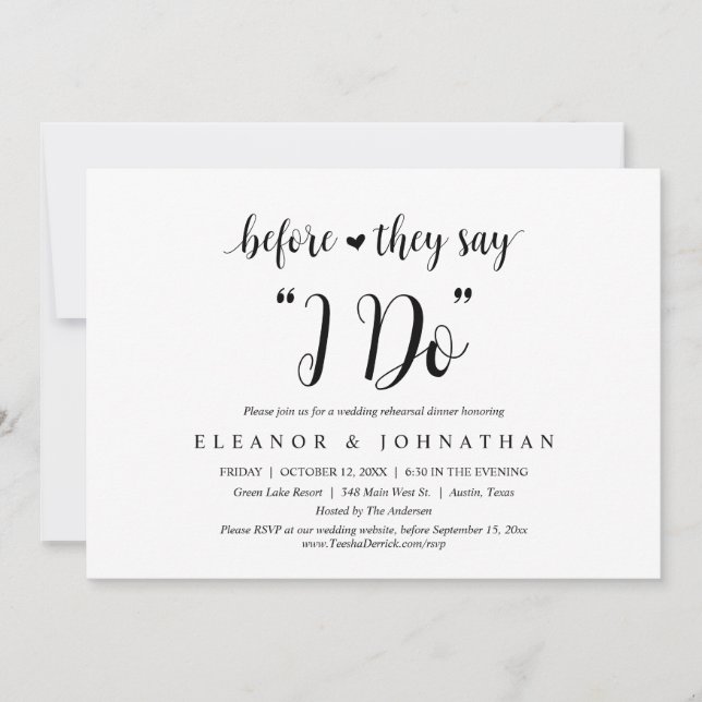 Before They Say "I Do", Wedding Rehearsal Dinner Invitation (Front)