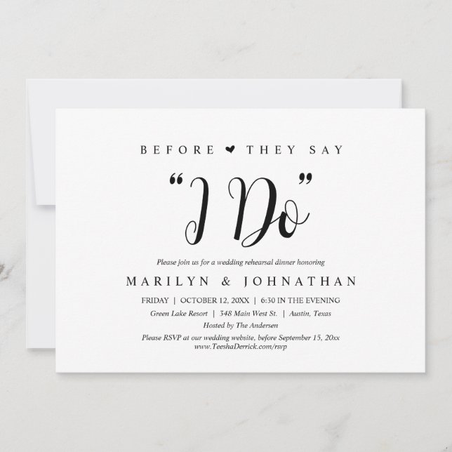 Before They Say "I Do", Wedding Rehearsal Dinner Invitation (Front)