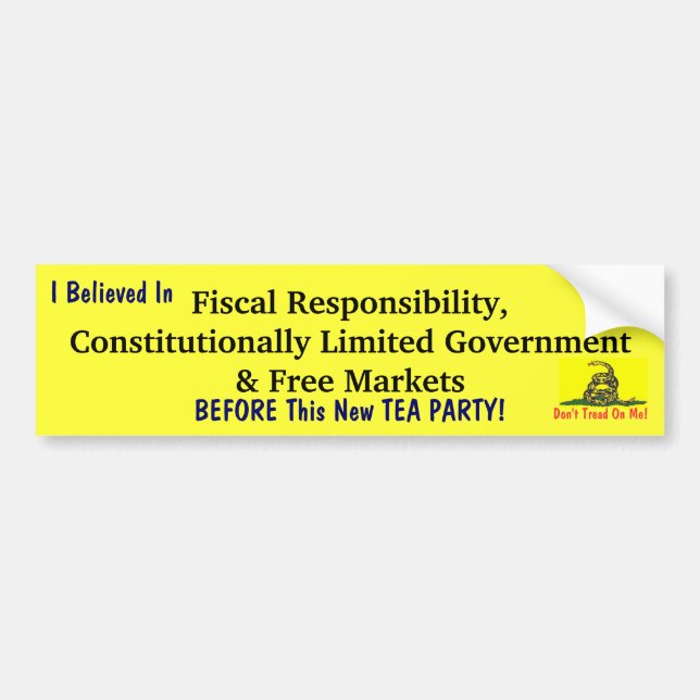 BEFORE This New TEA PARTY Bumper Sticker (Front)