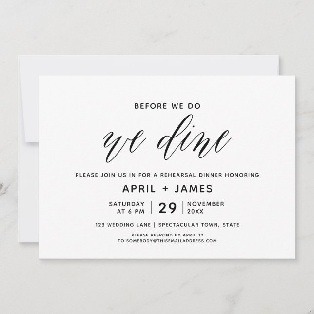 Before We Do Rehearsal Dinner Invitation (Front)