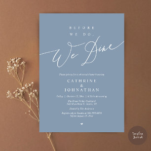 Before we do, we dine, Navy Blue Rehearsal Dinner Invitation
