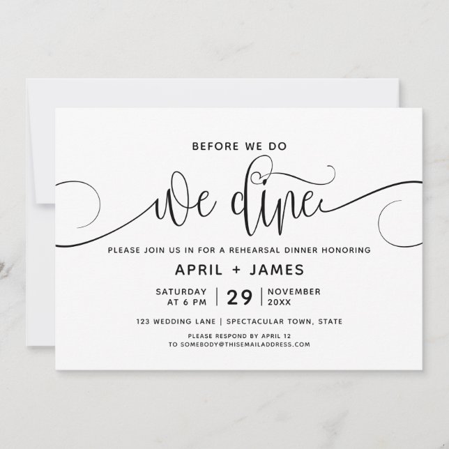 Before We Do We Dine Rehearsal Dinner Invitation (Front)
