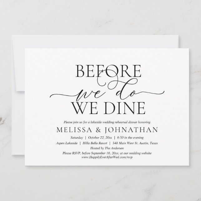 Before We Do, We Dine, Wedding Rehearsal Dinner In Invitation (Front)