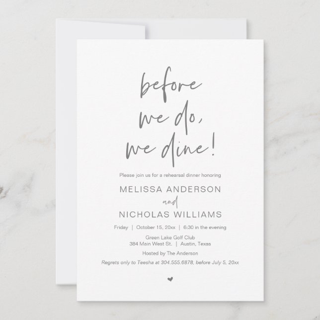 Before We Do, We Dine, Wedding Rehearsal Dinner Invitation (Front)