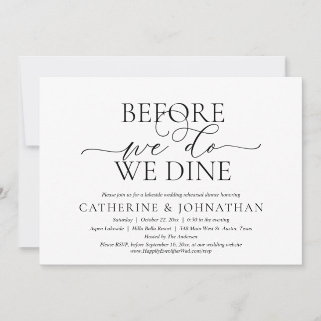 Before We Do, We Dine, Wedding Rehearsal Dinner Invitation (Front)