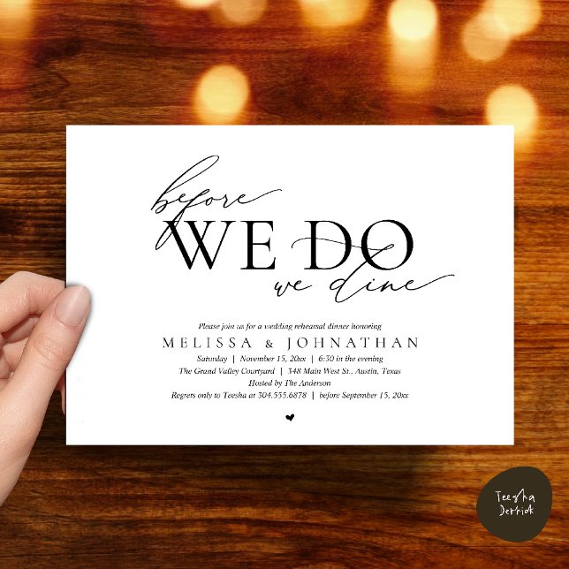 Before We Do, We Dine, Wedding Rehearsal Dinner Invitation (Before We Do, We Dine, Wedding Rehearsal Dinner Invitation Card Black White)