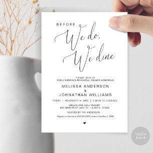 Before we do, we dine, Wedding Rehearsal Dinner Invitation
