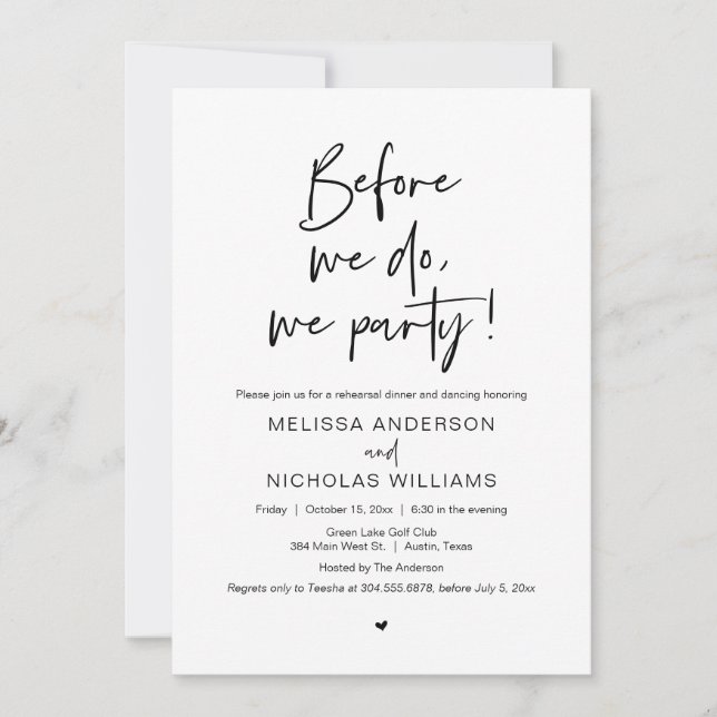 Before We Do, We Party, Wedding Rehearsal Dinner I Invitation (Front)