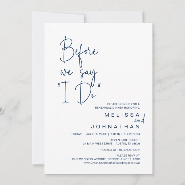 Before We Say "I Do", Wedding Rehearsal Dinner Invitation (Front)