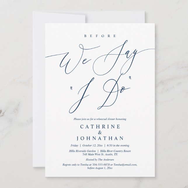 Before we say "I Do", Wedding Rehearsal Dinner Invitation (Front)