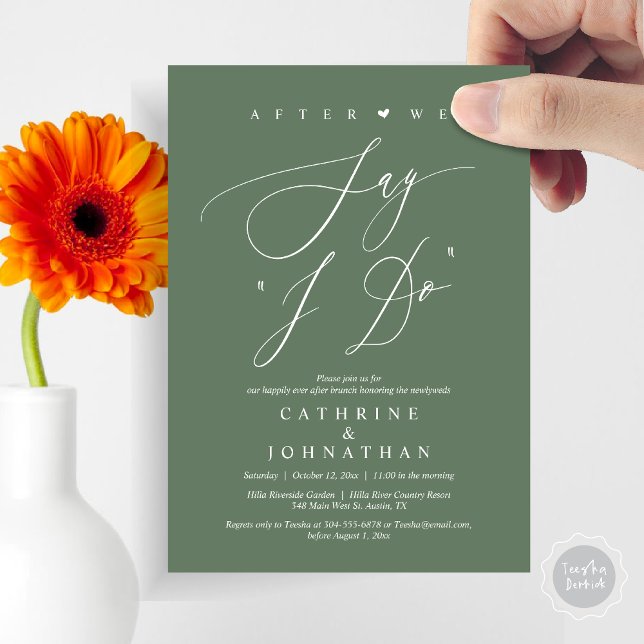 Before we say "I Do", Wedding Rehearsal Dinner Invitation (Before we say "I Do", Wedding Brunch Invitation Card, PDF, Modern Romantic, in Forest Sage Green)
