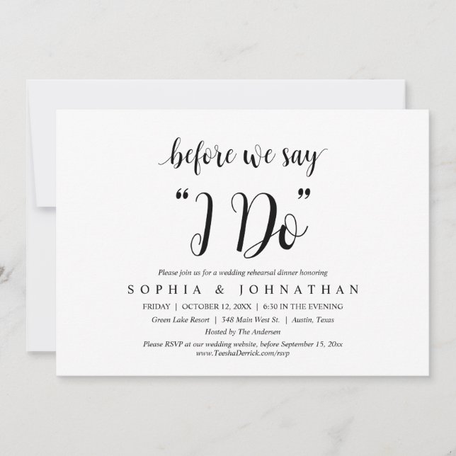 Before We Say "I Do", Wedding Rehearsal Dinner Invitation (Front)
