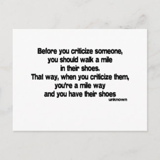 Before You Criticise quote Postcard