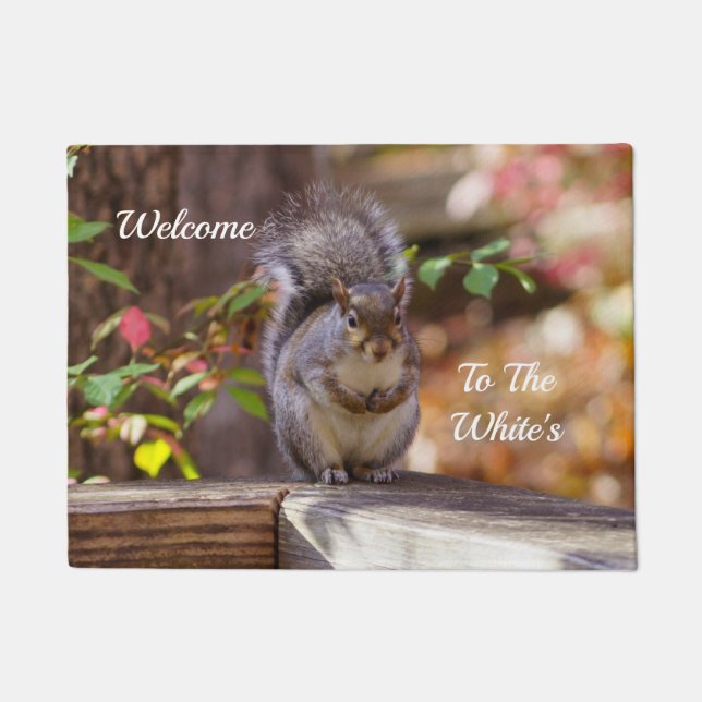 Begging Squirrel Welcome Doormat (Front)