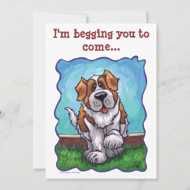Begging St. Bernard Party Invite (Front)