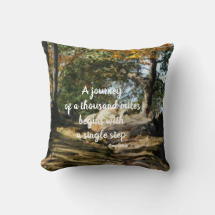 Begin Inspirational Quote Woodland Path  Cushion