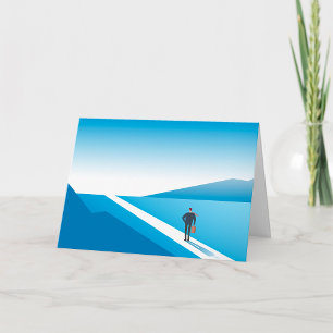 Beginning Journey Blue Road Greeting Card