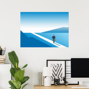 Beginning Journey Blue Road Poster