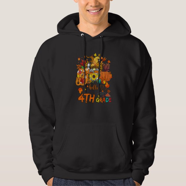 Beginning Of Autumn Fall Teacher Sunflower Hello 4 Hoodie (Front)