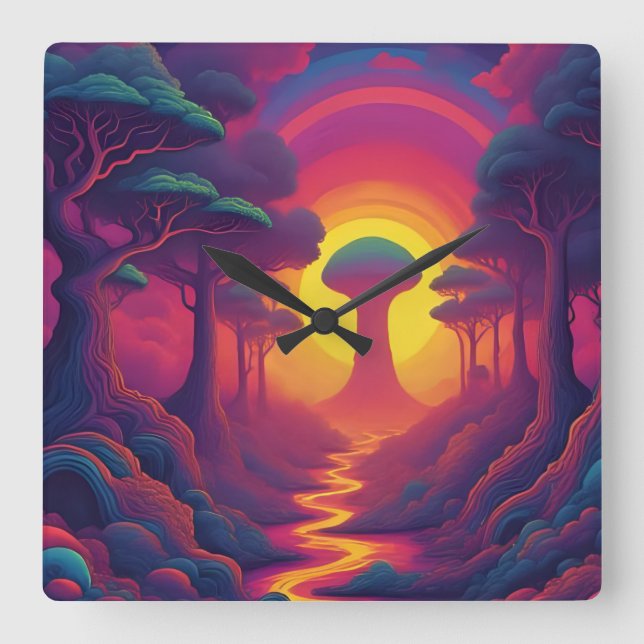 Beginning of The Fall Art Square Wall Clock (Front)