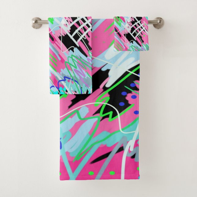 Beginning to Bloom Abstract Print Bath Towel Set (Insitu)