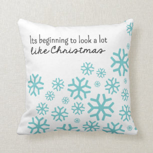 Beginning to Look a Lot Like Christmas White/Blu Cushion