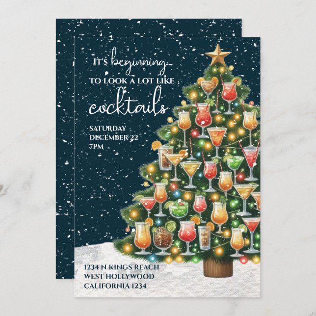 Beginning to look a lot like cocktails Christmas Invitation (Front/Back)