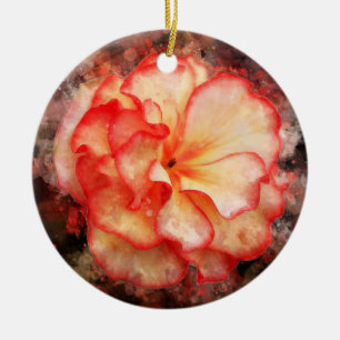 Begonia flower watercolor - bb3 ceramic tree decoration