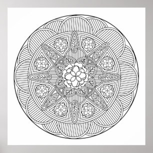 Begonia Flowers Flower Art Mandala Colouring Page Poster