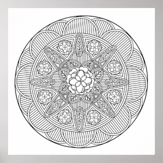 Begonia Flowers Flower Art Mandala Colouring Page Poster