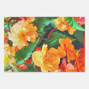 BEGONIA FLOWERS WRAPPING PAPER SHEET