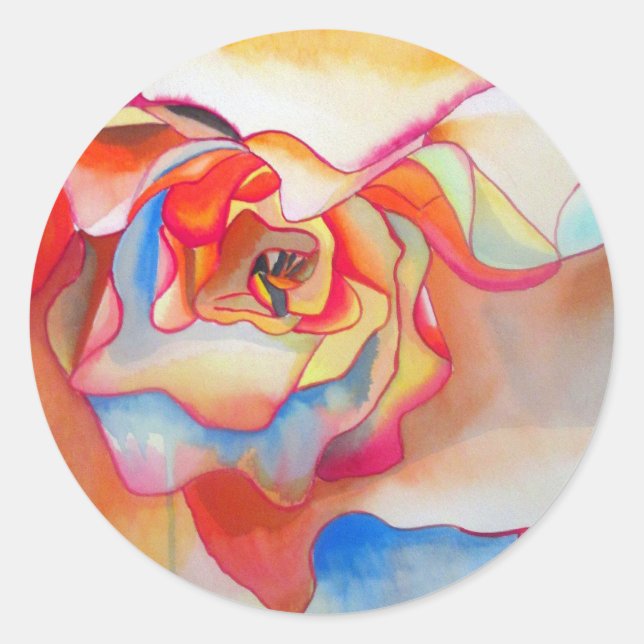 begonia watercolour wedding art classic round sticker (Front)