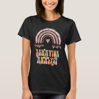 Behavior Analyst BCBA Groovy Retro Vintage Rainbow T-Shirt