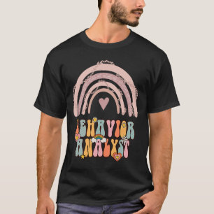 Behaviour Analyst BCBA Groovy Retro Vintage Rainbo T-Shirt