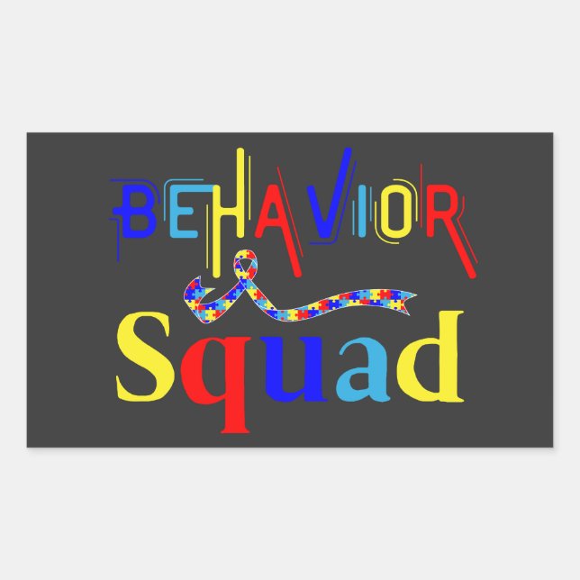 Behaviour Squad April Autism Awarenes Behaviour Te Rectangular Sticker (Front)