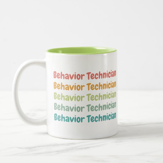 Behaviour Technician RBT Behaviour Tech Retro Two-Tone Coffee Mug (Left)