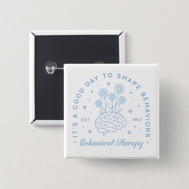 Behavioural therapy therapist aesthetic 15 cm square badge (Front & Back)