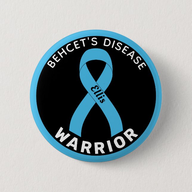 Behcet's Disease Warrior Ribbon Black Button (Front)