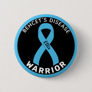 Behcet's Disease Warrior Ribbon Black Button