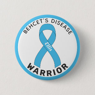 Behcet's Disease Warrior Ribbon White Button